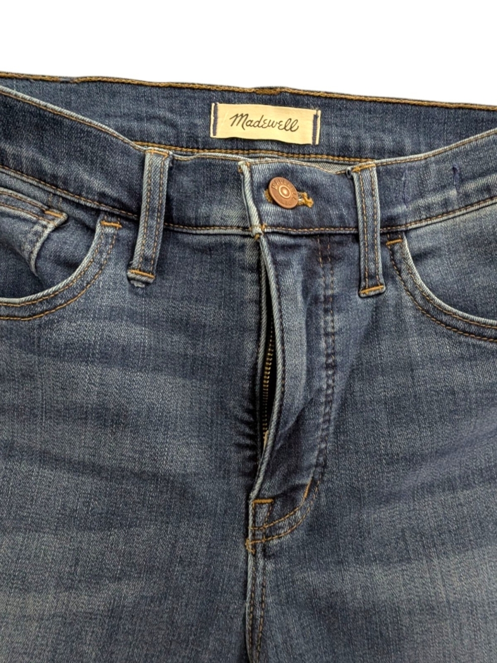 Madewell 9" Midrise Skinny Jeans in Dark Blue Wash, Size 29. - Picture 4 of 8